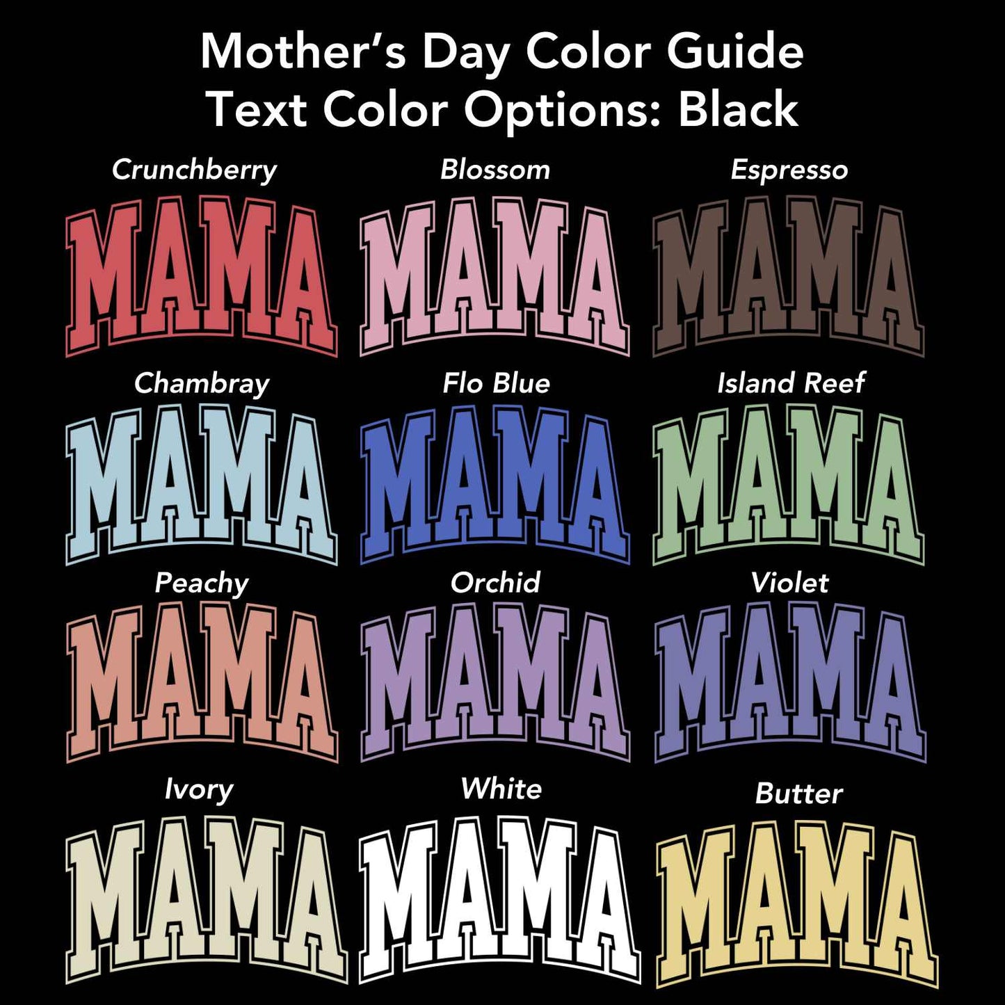 Mama Black Tee (Custom Text Color)