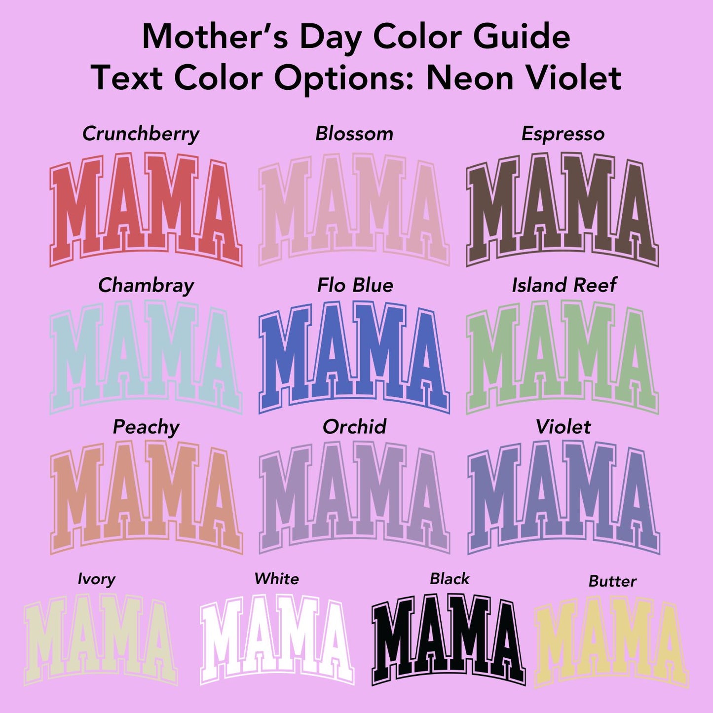 Mama Neon Violet Crew (Custom Text Color)