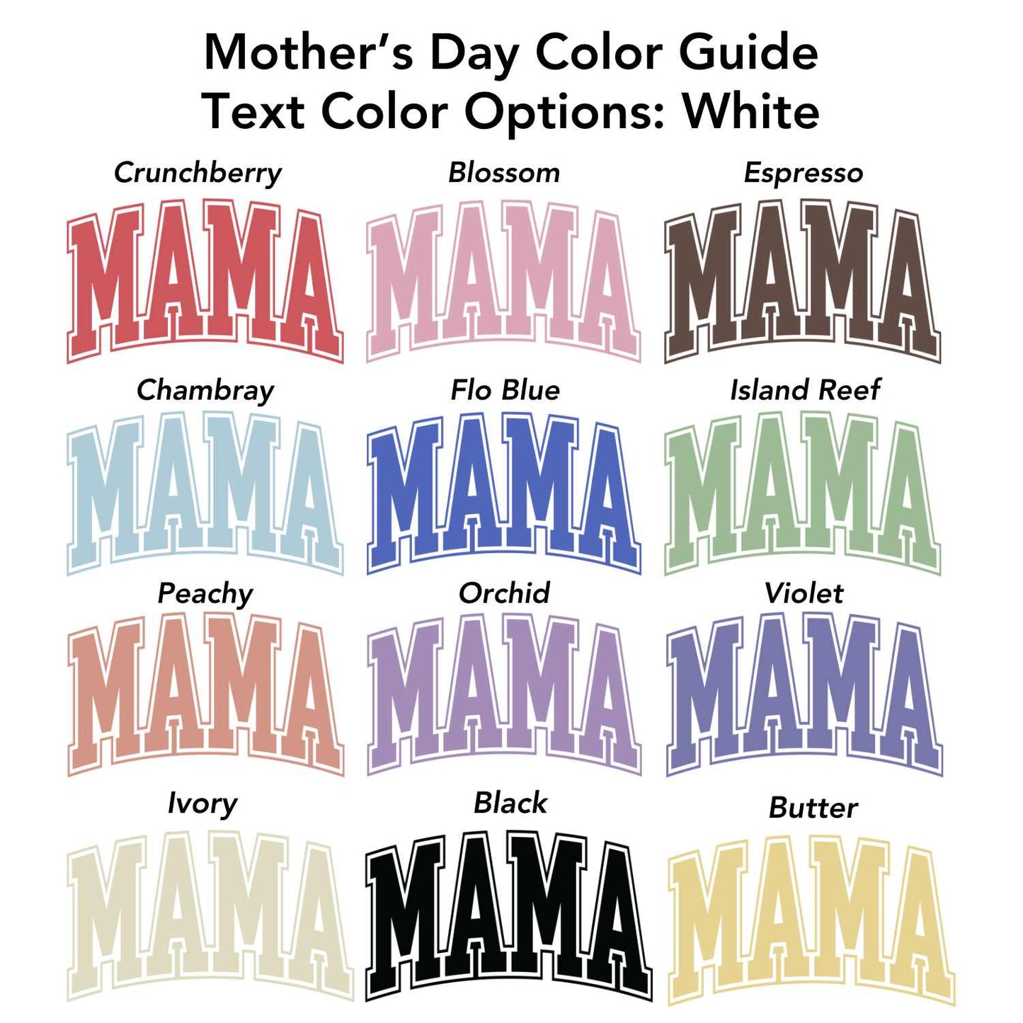 Mama White Tee (Custom Text Color)