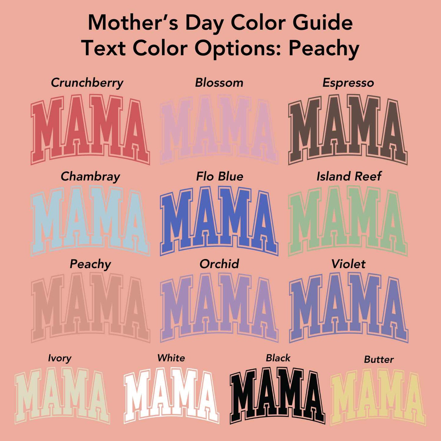 Mama Peachy Crop Tee (Custom Text Color)