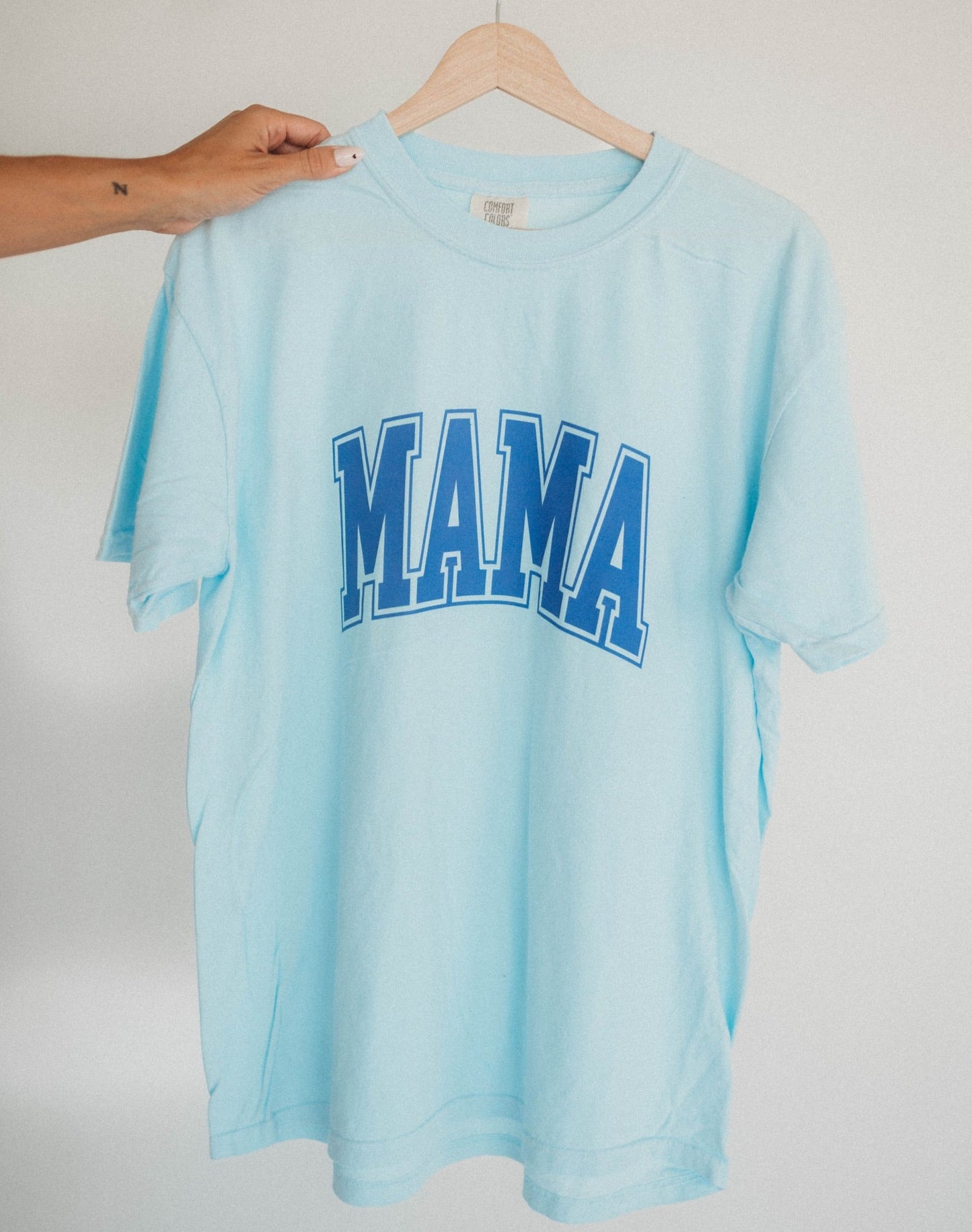 Mama Chambray Blue Tee (Custom Text Color)