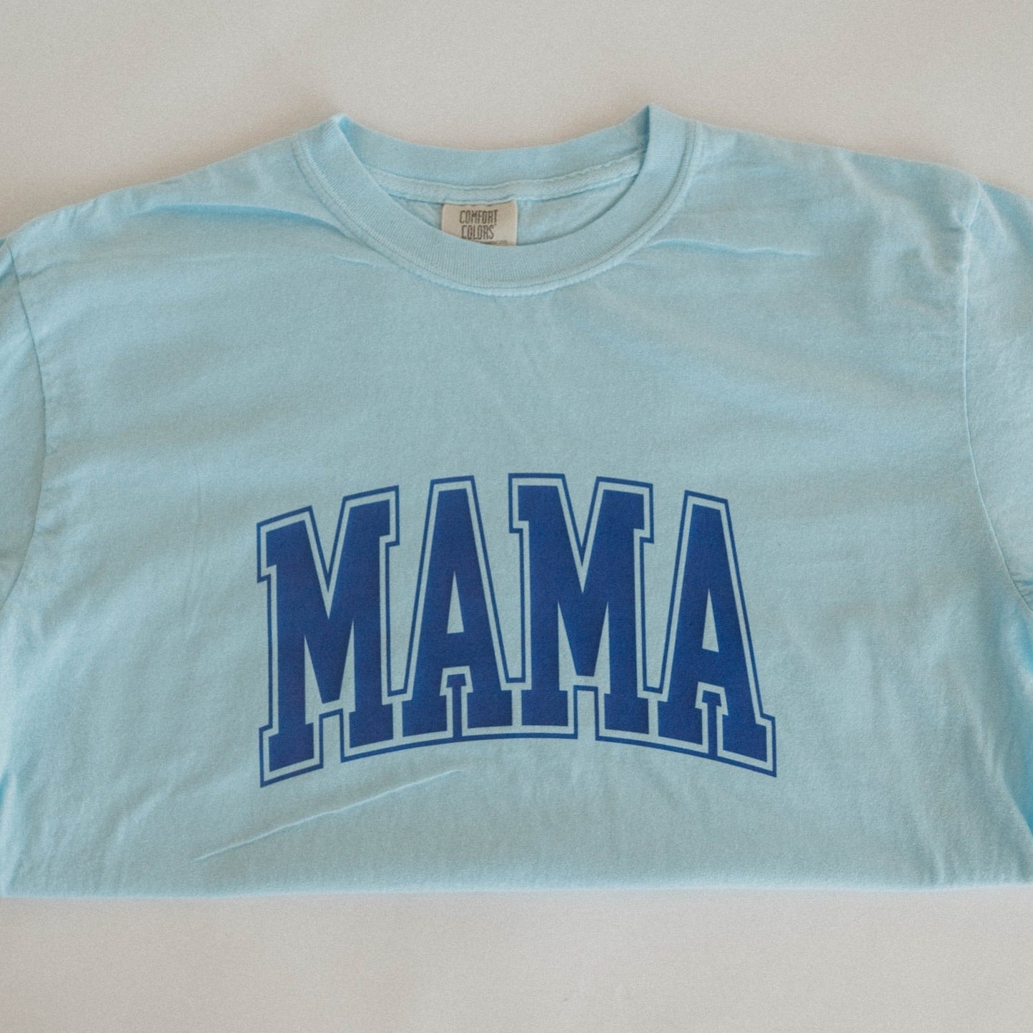 Mama Chambray Blue Tee (Custom Text Color)