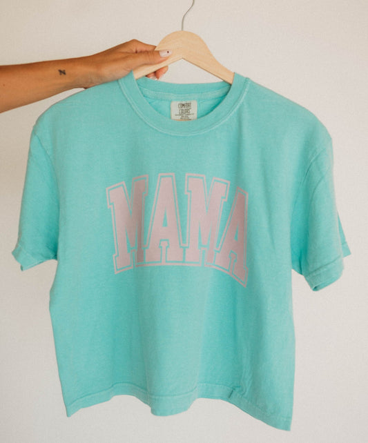 Mama Mint Crop Tee (Custom Text Color)