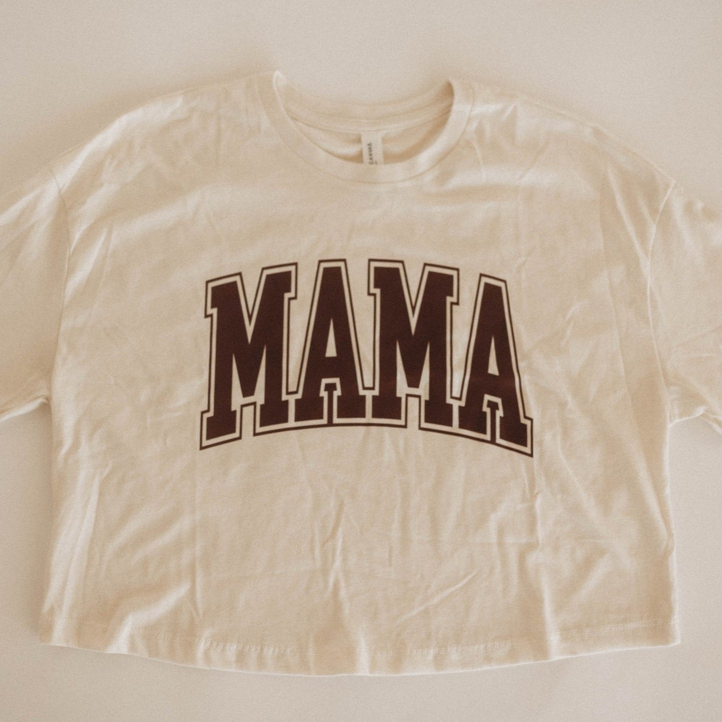 Mama Ivory Crop Tee (Custom Text Color)