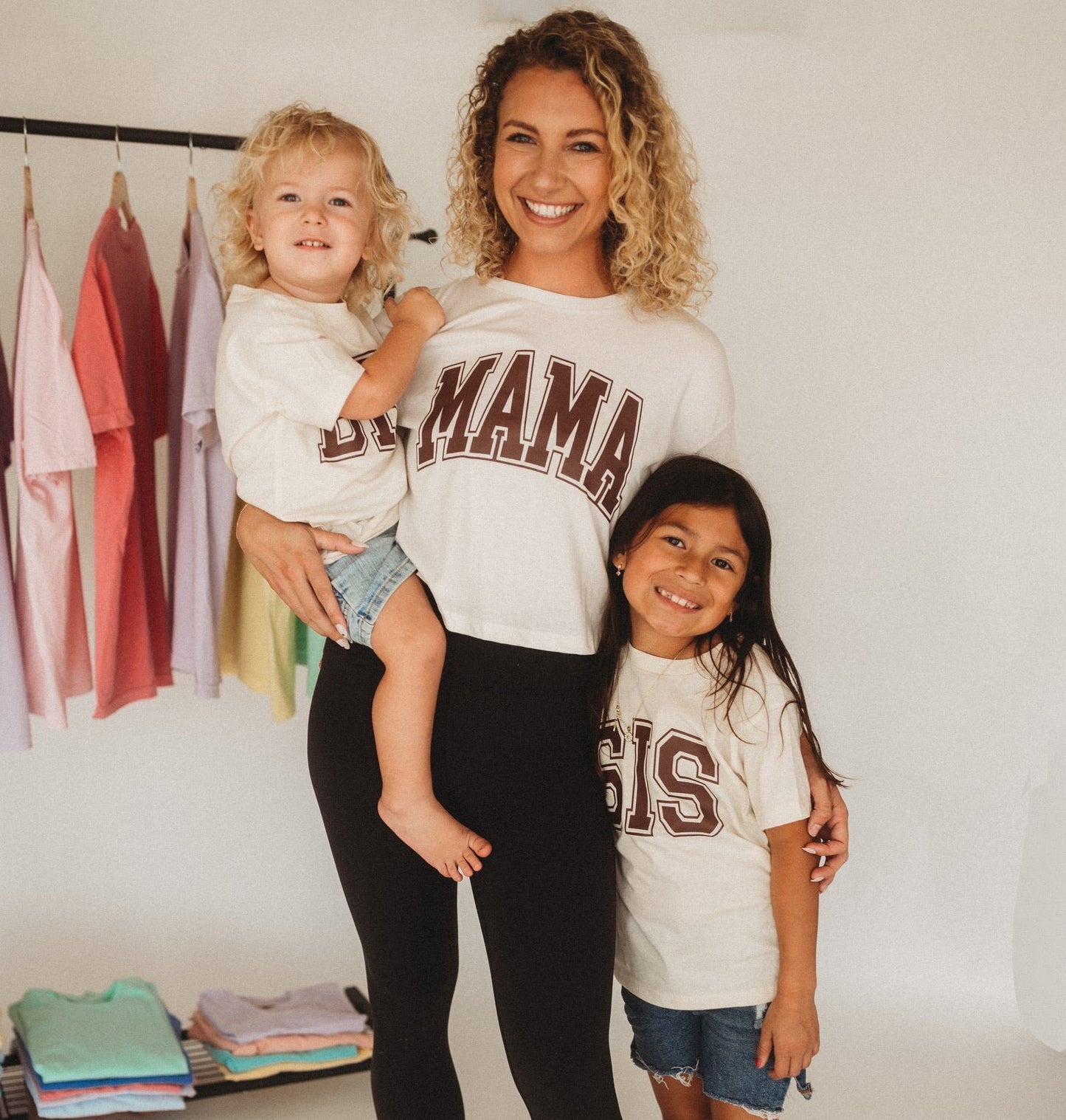 Mama Ivory Crop Tee (Custom Text Color)