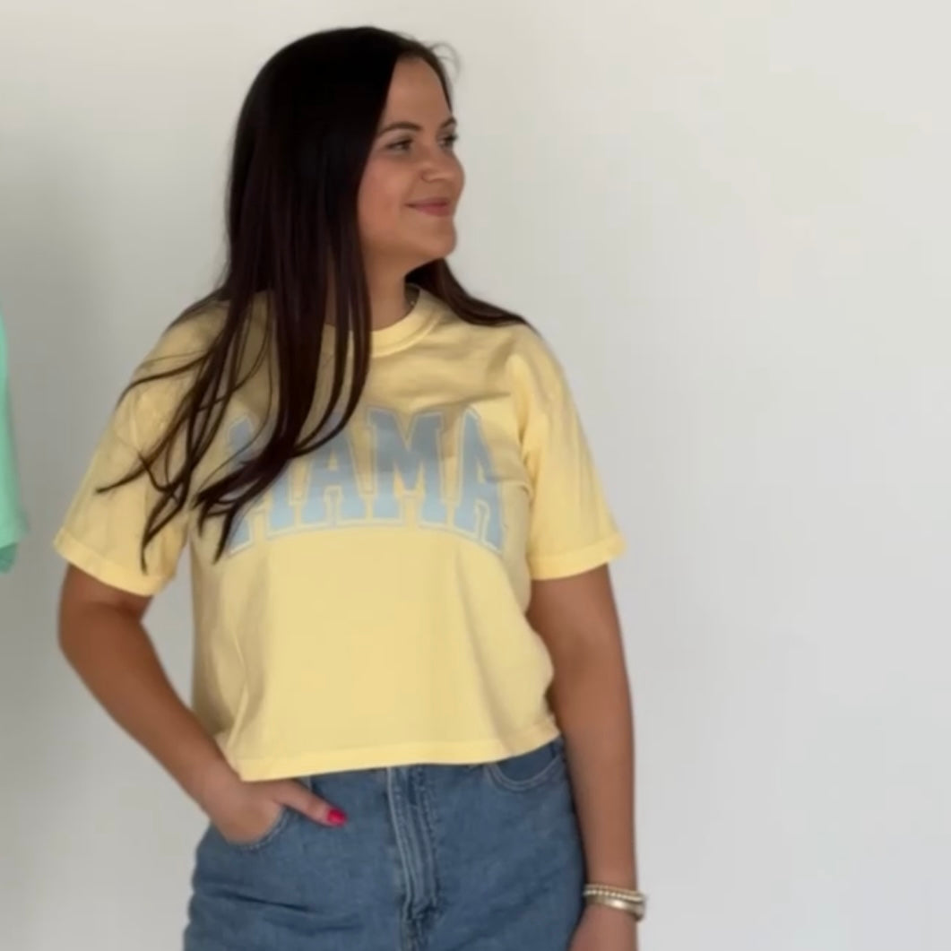 Mama Butter Crop Tee (Custom Text Color)