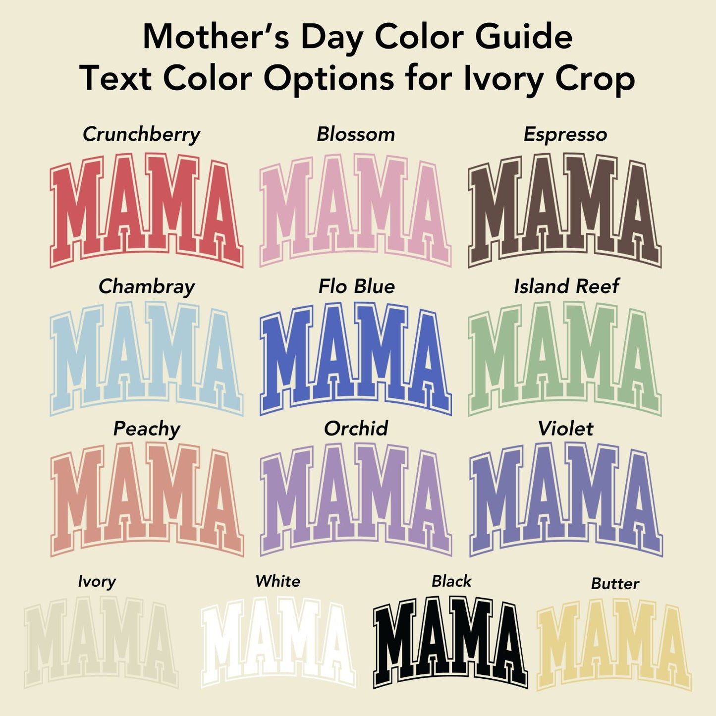 Mama Ivory Crop Tee (Custom Text Color)